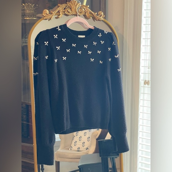Cami NYC 100% Merino Wool Lulie Sweater With Crystal Bow Details - Picture 3 of 14